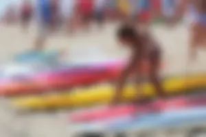 Lifeguard tournament girls on the beach