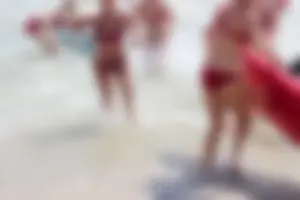 Lifeguard tournament girls on the beach