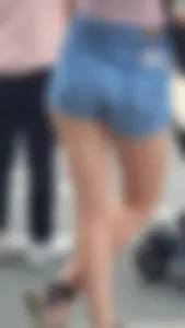 Milf with tight ass in jean shorts