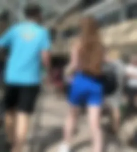 Skintight Blue what d’you call them? Cycle Shorts? Bike Shorts?