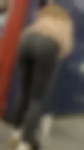 Skinny And Tight College Girl In Blue Leggings Bends Over For Me (Upshots)