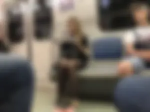 Cute Teen in Black Pantyhose And Sneakers Subway Train Creepshots Gallery
