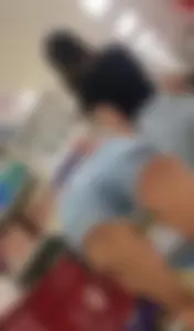 Chick with an amazing ass in denim mini shorts bend over at the supermarket creepshot