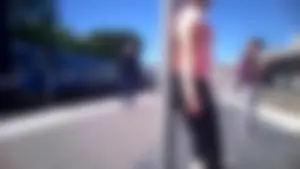 Girl with a perfect round ass in leggings waiting for the train (Part 3)