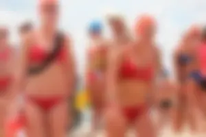 Lifeguard tournament girls on the beach