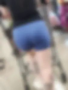 Out In The Wild 59 (tatted up bubble butt blue legging shorts)