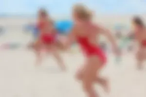 Lifeguard tournament girls on the beach