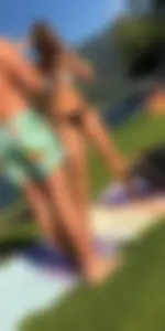 Sexy candid girl in a thong bikini with a nice mound and ass