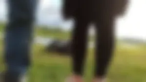 Feet Closeups in Sneakers And Tight Black Jeans - Countryside Creepshots