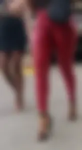 Perfect Ass in tight RED🍎 leather pants plus nice cleavage