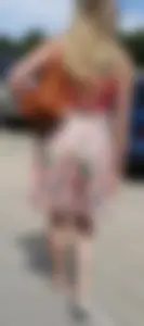 Blonde in a Skirt and High Heeled Sandals on the Street Creepshots Gallery