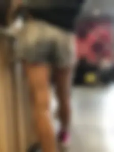 Legs in Shorts Cafe Closeup Candid