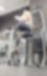 Grey pants blonde girl gym ass
