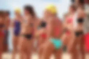 Lifeguard tournament girls on the beach