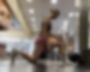 Bubble Butt Blonde Stretching at the Gym