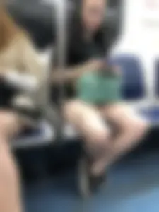 Cute Girl in Shorts  and Nice Legs Subway Train Candid