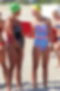 Lifeguard tournament girls on the beach