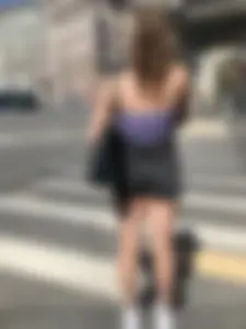 Awesome legs and booty of in denim shorts, hot candid girl crossing the street