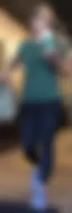 Latina in Nike leggings at the wing shop