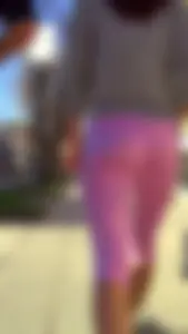 Hot Ass with VPL and Thin Long Legs in Short Pink Rights on the Street Creepshots Gallery