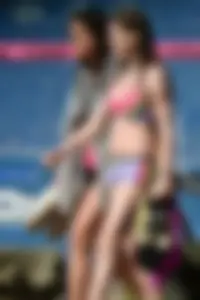 Beauty at the beach in booty short bikini