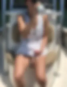 Girl in Short Dress on the Boat Creepshot