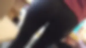 Skinny College Girl's Ass in Leggings Closeup Photos in Class