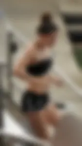 Tube top teen in shorts