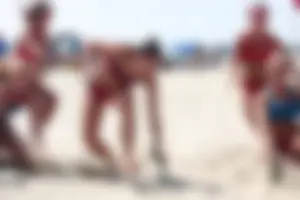 Lifeguard tournament girls on the beach