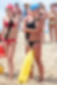 Lifeguard tournament girls on the beach
