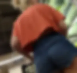 Blonde cheeks in jean shorts with goose bumps