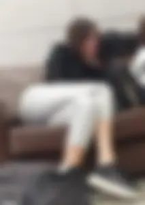 Hot Candid Girl in Pants Sitting on a Couch With Crossed Legs, Nice Booty Creepshot
