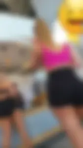 Two college girls in tight gym spandex