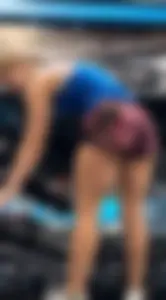 Two sexy blondes bending over in front of me