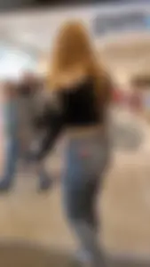 German girl caught me  jeans ass gap + Faceshot