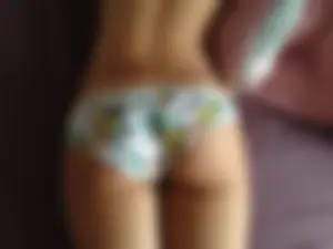 Girlfriend in bed and in the kitchen in pineapple panties