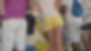 Milf in yellow shorts with vpl and a wedgie