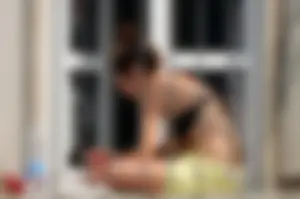 Neighbor student upskirted showing her panties and in bikinis