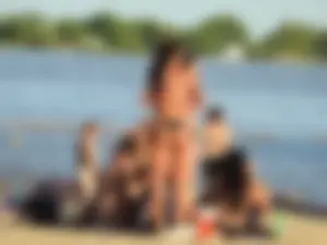 Fit girl with nice body in thong bikini on the beach