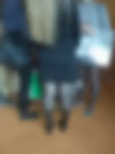 College girls' legs in black pantyhose closeups