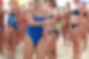 Lifeguard tournament girls on the beach