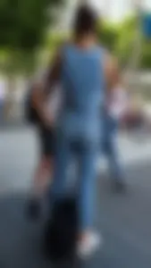 Hot Street Candid Girl in Tight Blue Jeans and a Top
