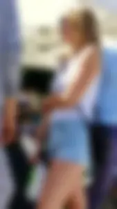 Denim short wearing blonde with a nice ass and wedgie