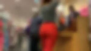 Big Ass In Red Spandex Shopping In Store (NOT OC)