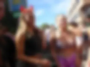 Dubai party girls with nice tits in bikini tops