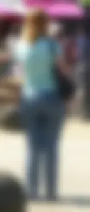 Candid milf in tight jeans, big booty at the street market