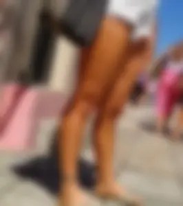Nice girl in shorts in the morning