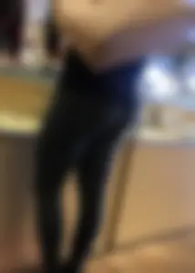 Brunette jewelry shopping in leggings with a nice ass