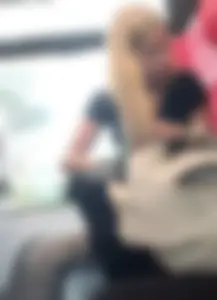 Hot busty blonde on train