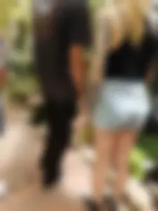 Candid Blonde In Denim Shorts in a Botanical Garden Creepshots